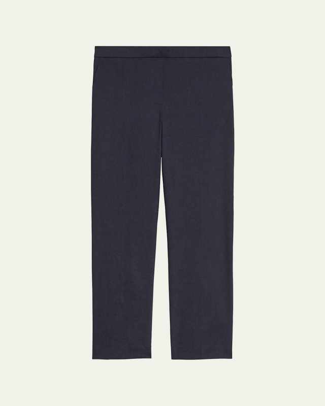 Treeca Good Linen Cropped Pull-On Ankle Pants